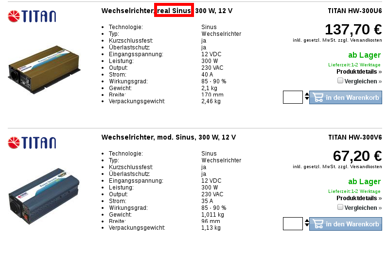 modified sinus vs real sinus 12v 230v transormator wechselrichter sinus wechselrichter spannungswandler