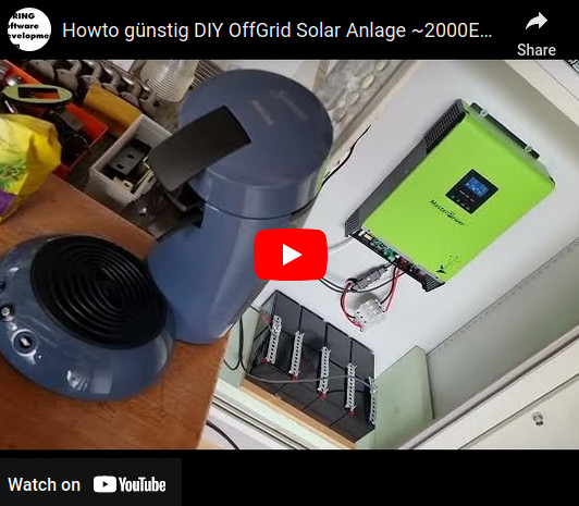 Howto günstig DIY OffGrid Solar Anlage ~2000EUR Kaffee Koch Challenge 96Ah 48V AGM MasterPower (Voltronic) 5000 https://youtu.be/nXfMzLFigAQ